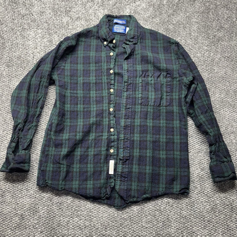 Vintage Pendleton Board Shirt Boys Large 100% Wool Blackwatch Flannel Made USA L